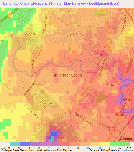 Ballenger Creek,US Elevation Map