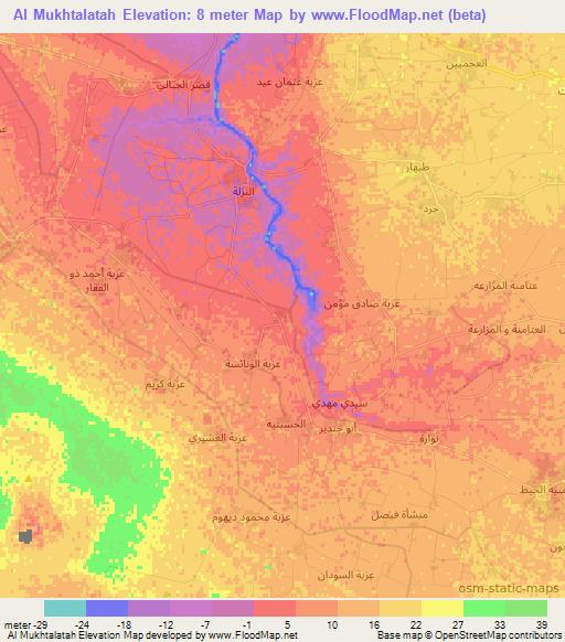 Al Mukhtalatah,Egypt Elevation Map