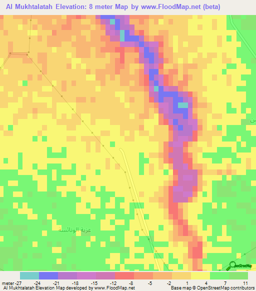 Al Mukhtalatah,Egypt Elevation Map