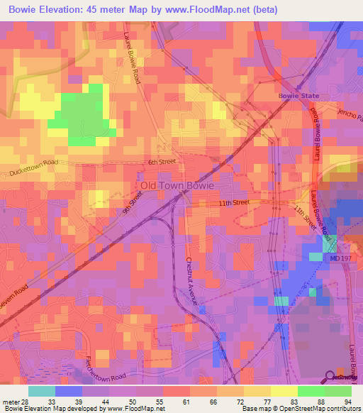 Bowie,US Elevation Map