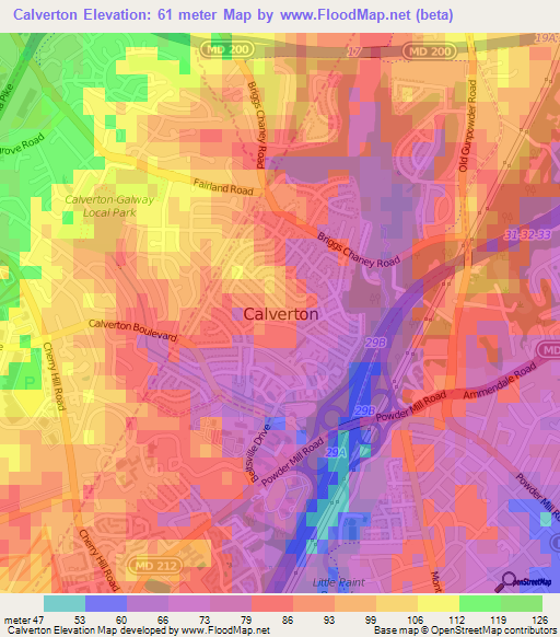 Calverton,US Elevation Map