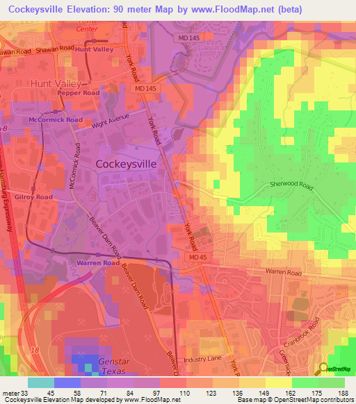 Cockeysville,US Elevation Map