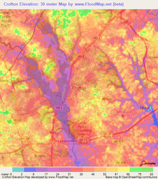 Crofton,US Elevation Map