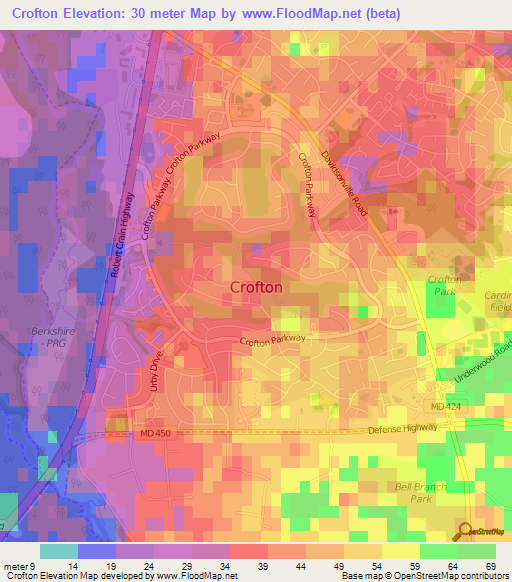 Crofton,US Elevation Map