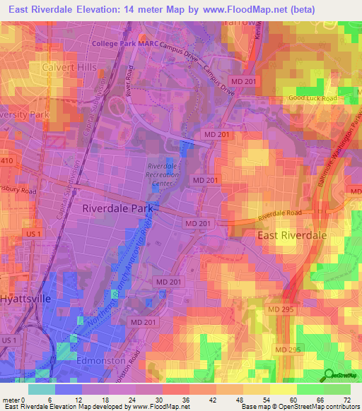 East Riverdale,US Elevation Map