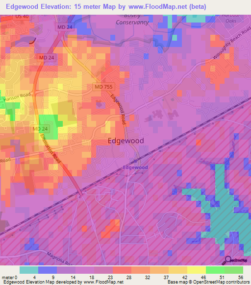 Edgewood,US Elevation Map