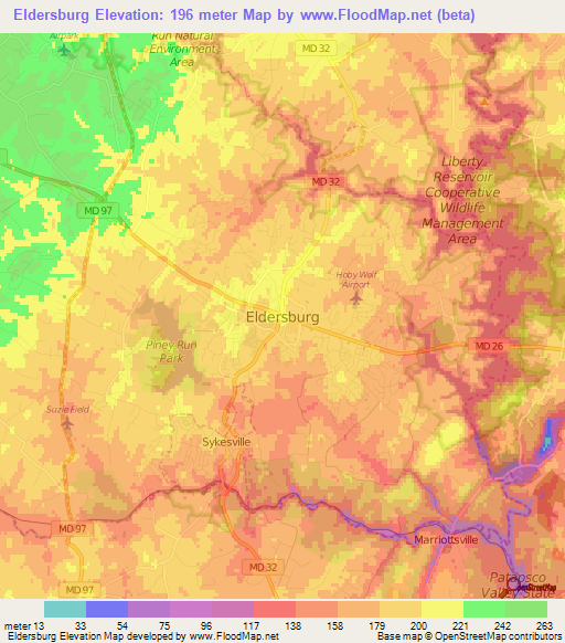 Eldersburg,US Elevation Map