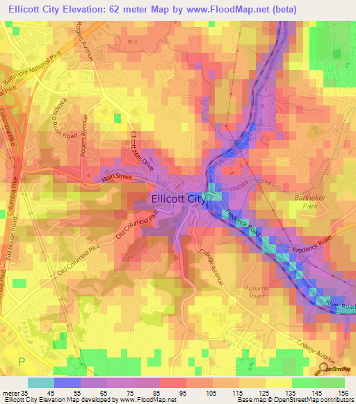 Ellicott City,US Elevation Map