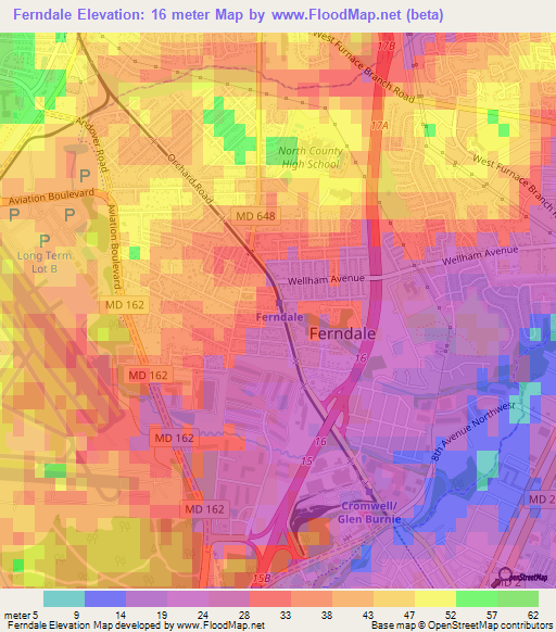 Ferndale,US Elevation Map