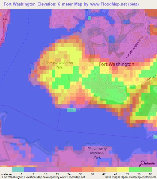 Fort Washington,US Elevation Map