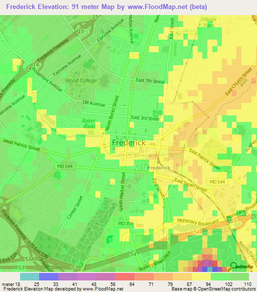 Frederick,US Elevation Map