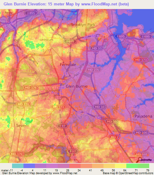 Glen Burnie,US Elevation Map