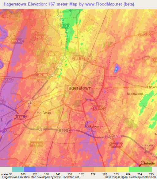 Hagerstown,US Elevation Map