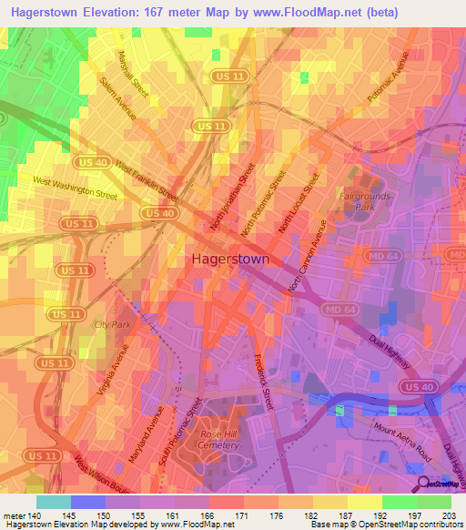 Hagerstown,US Elevation Map