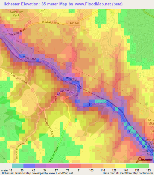 Ilchester,US Elevation Map