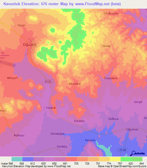 Kavunluk,Turkey Elevation Map