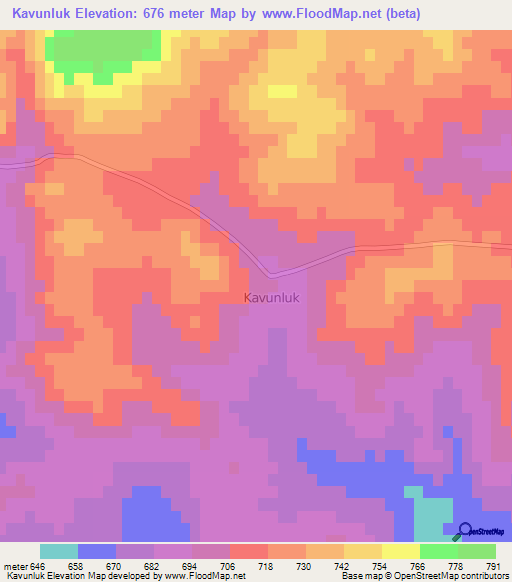 Kavunluk,Turkey Elevation Map