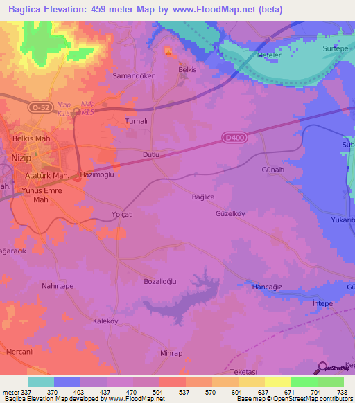 Baglica,Turkey Elevation Map