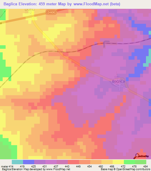 Baglica,Turkey Elevation Map