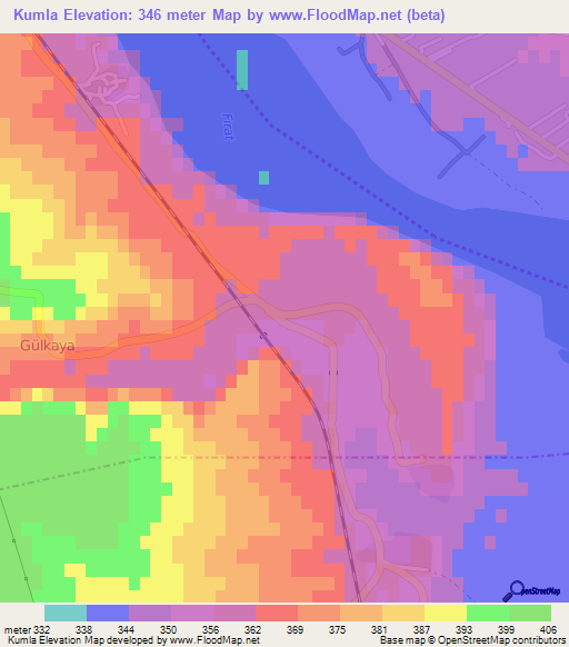 Kumla,Turkey Elevation Map