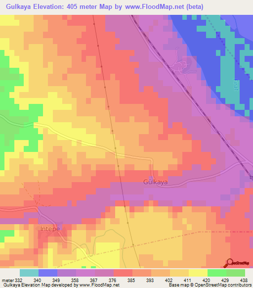 Gulkaya,Turkey Elevation Map