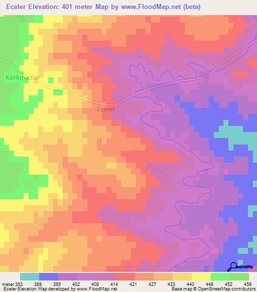 Eceler,Turkey Elevation Map