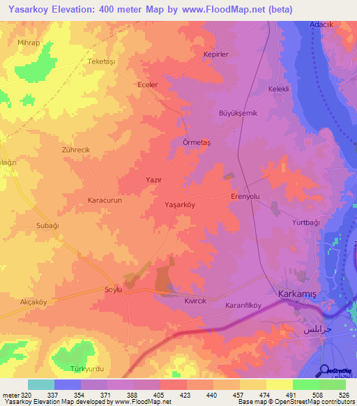 Yasarkoy,Turkey Elevation Map