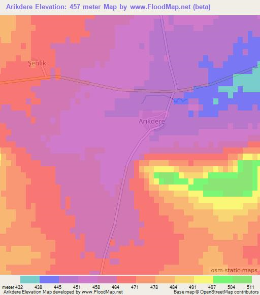 Arikdere,Turkey Elevation Map