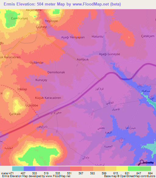 Ermis,Turkey Elevation Map