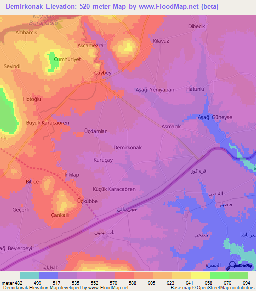 Demirkonak,Turkey Elevation Map