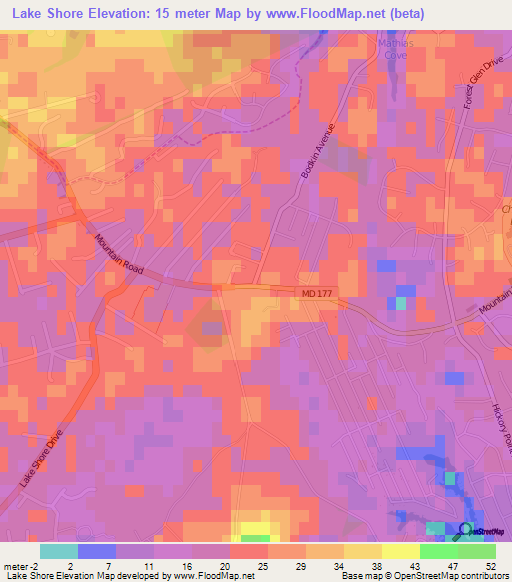 Lake Shore,US Elevation Map