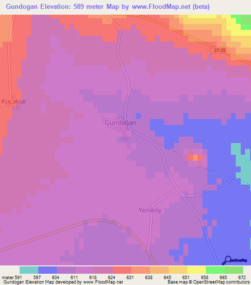 Gundogan,Turkey Elevation Map