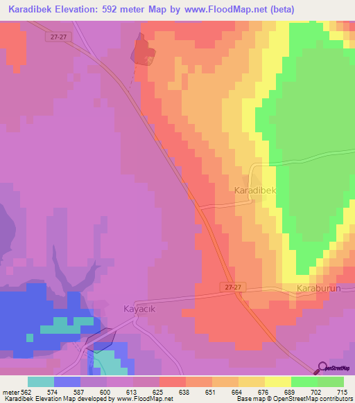 Karadibek,Turkey Elevation Map