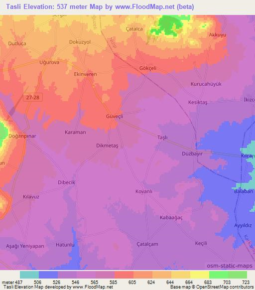 Tasli,Turkey Elevation Map