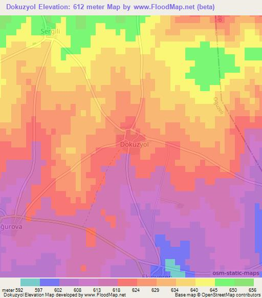 Dokuzyol,Turkey Elevation Map