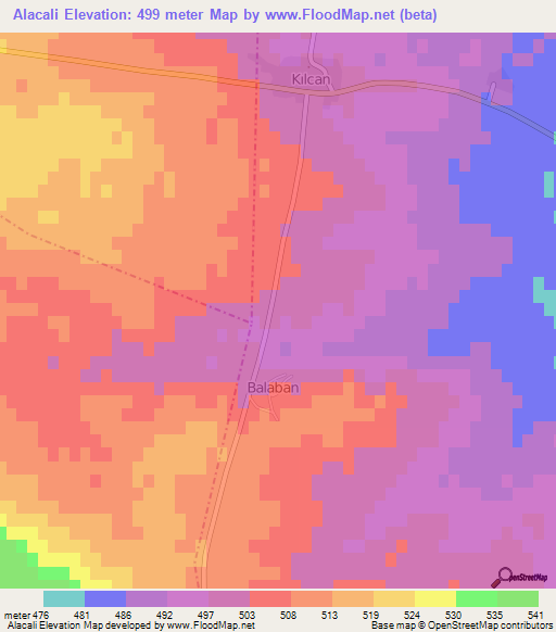 Alacali,Turkey Elevation Map