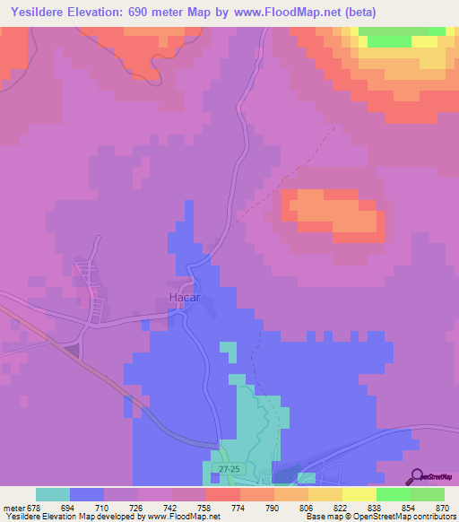 Yesildere,Turkey Elevation Map