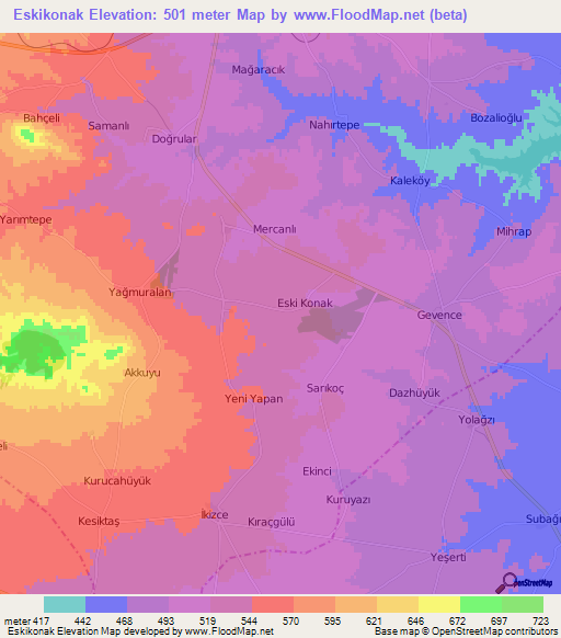 Eskikonak,Turkey Elevation Map