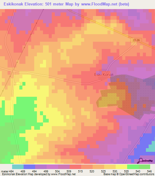 Eskikonak,Turkey Elevation Map