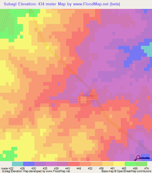 Subagi,Turkey Elevation Map