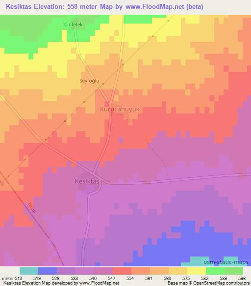Kesiktas,Turkey Elevation Map