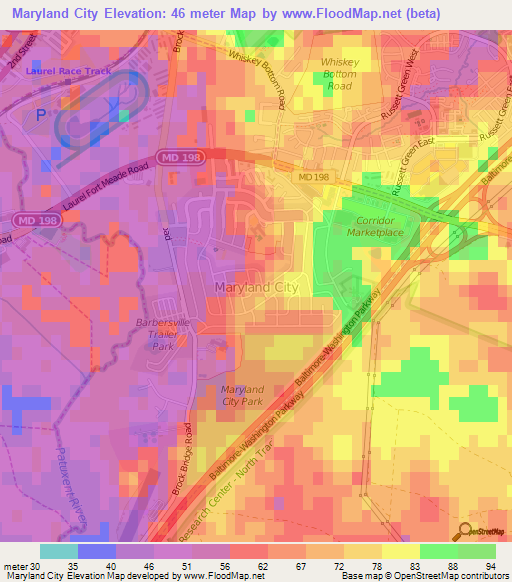 Maryland City,US Elevation Map