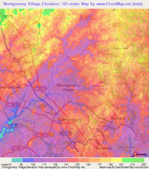 Montgomery Village,US Elevation Map