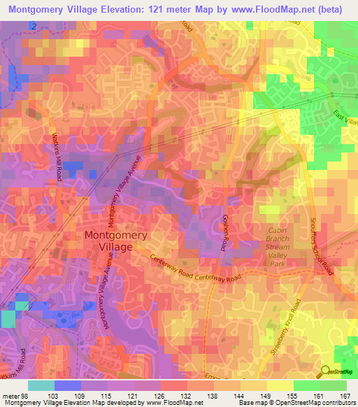 Montgomery Village,US Elevation Map