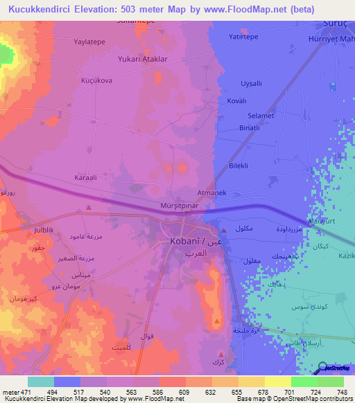 Kucukkendirci,Turkey Elevation Map