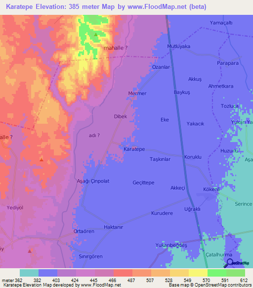 Karatepe,Turkey Elevation Map