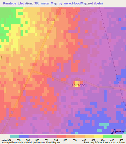 Karatepe,Turkey Elevation Map