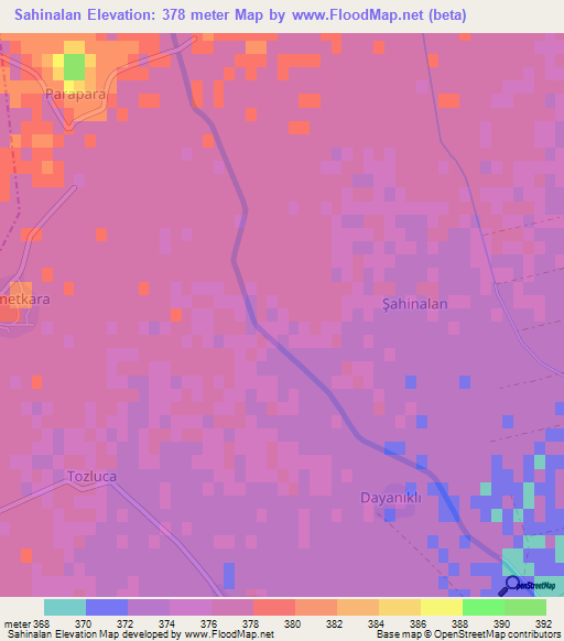 Sahinalan,Turkey Elevation Map