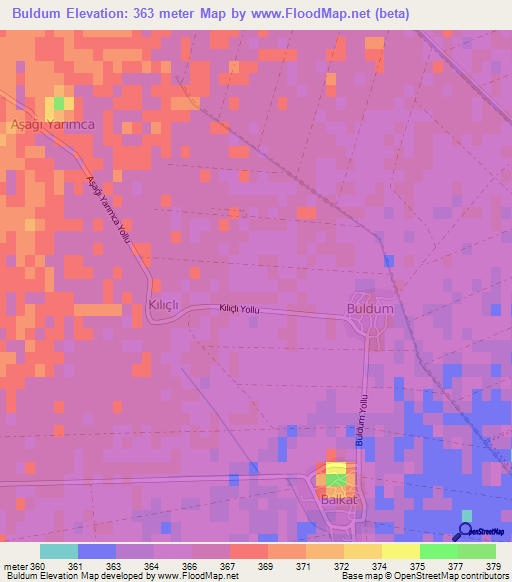 Buldum,Turkey Elevation Map