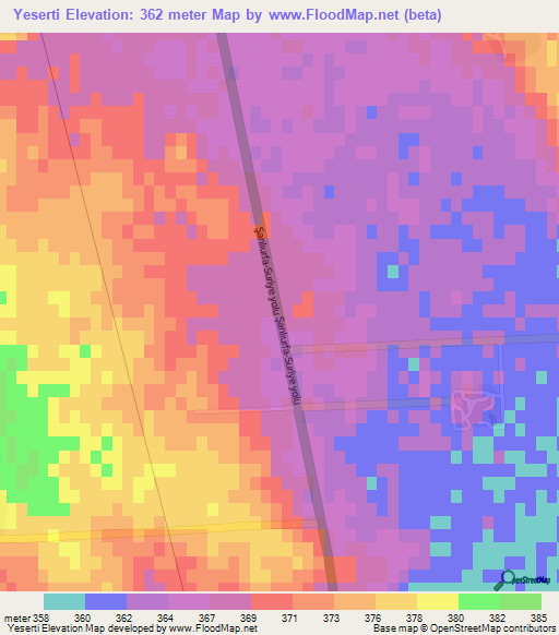 Yeserti,Turkey Elevation Map